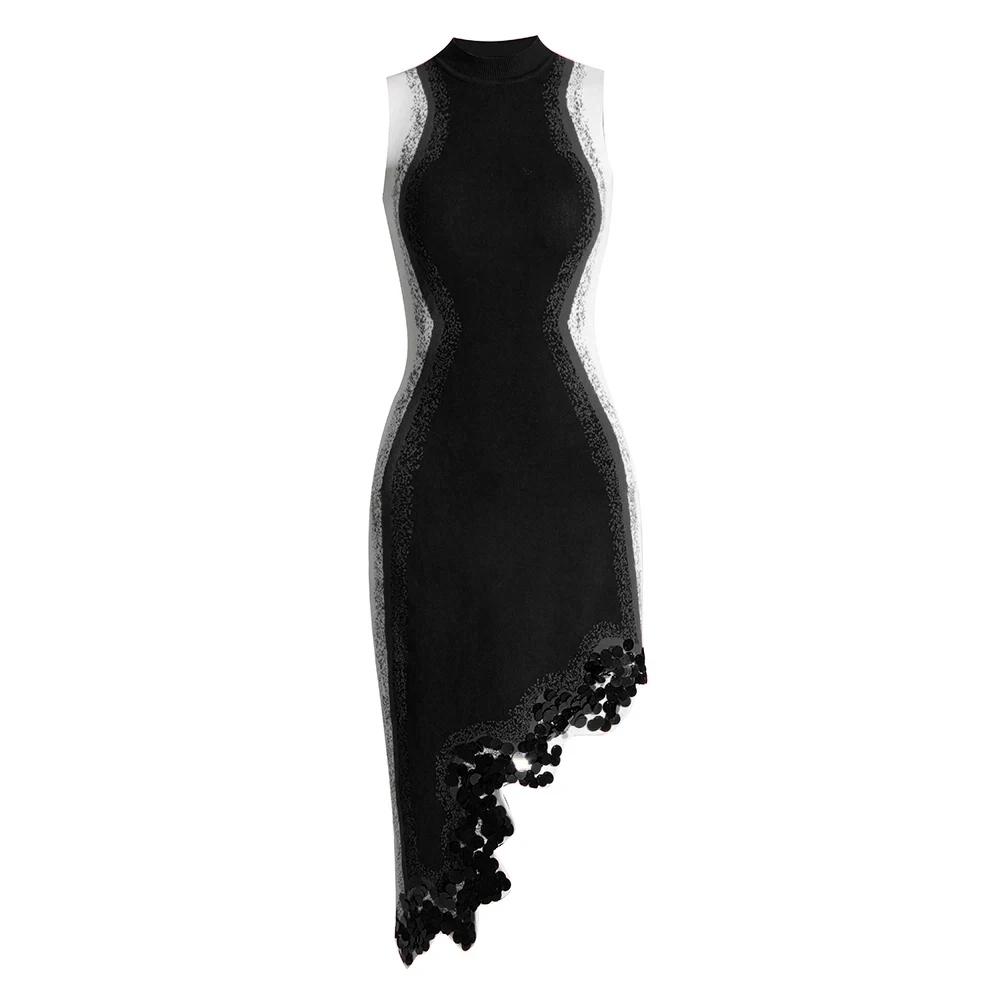 TWOTWINSTYLE Irregular Hem Gradient Sequins Dress