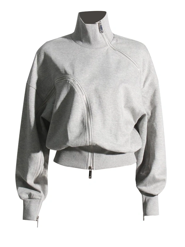 TWOTWINSTYLE Zippers Streetwear Sweatshirts Tuntleneck Pullover