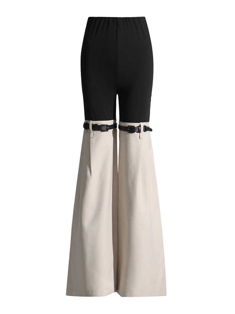 TWOTWINSTYLE Match Color Belt Flared Pants