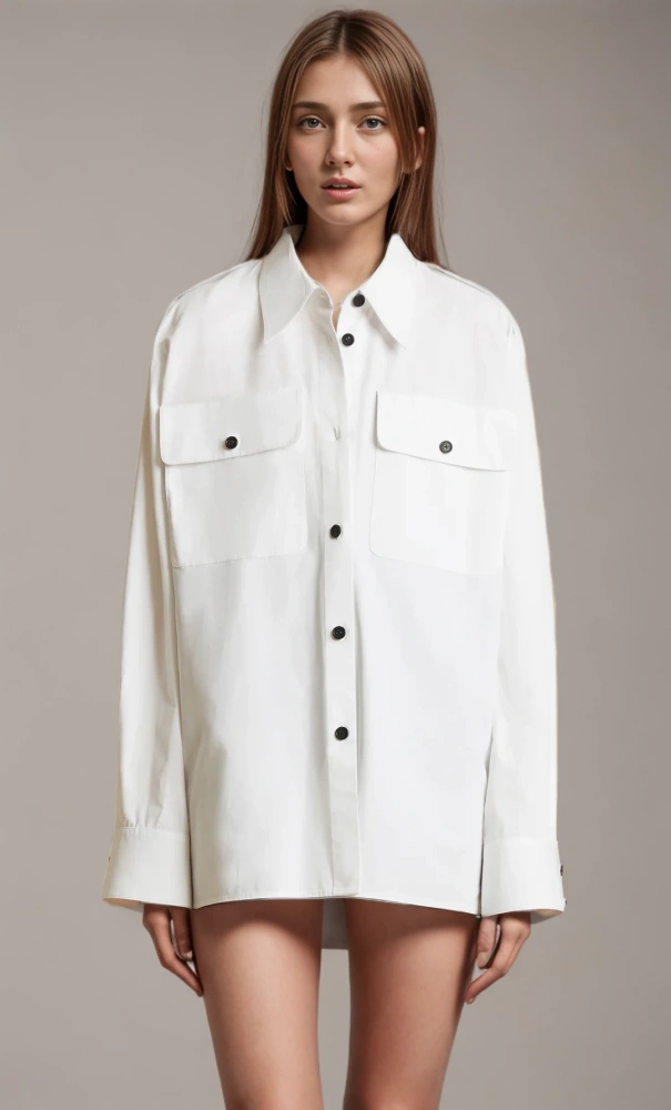 TWOTWINSTYLE Pocket Sheer Lapel Spliced Women Blouse
