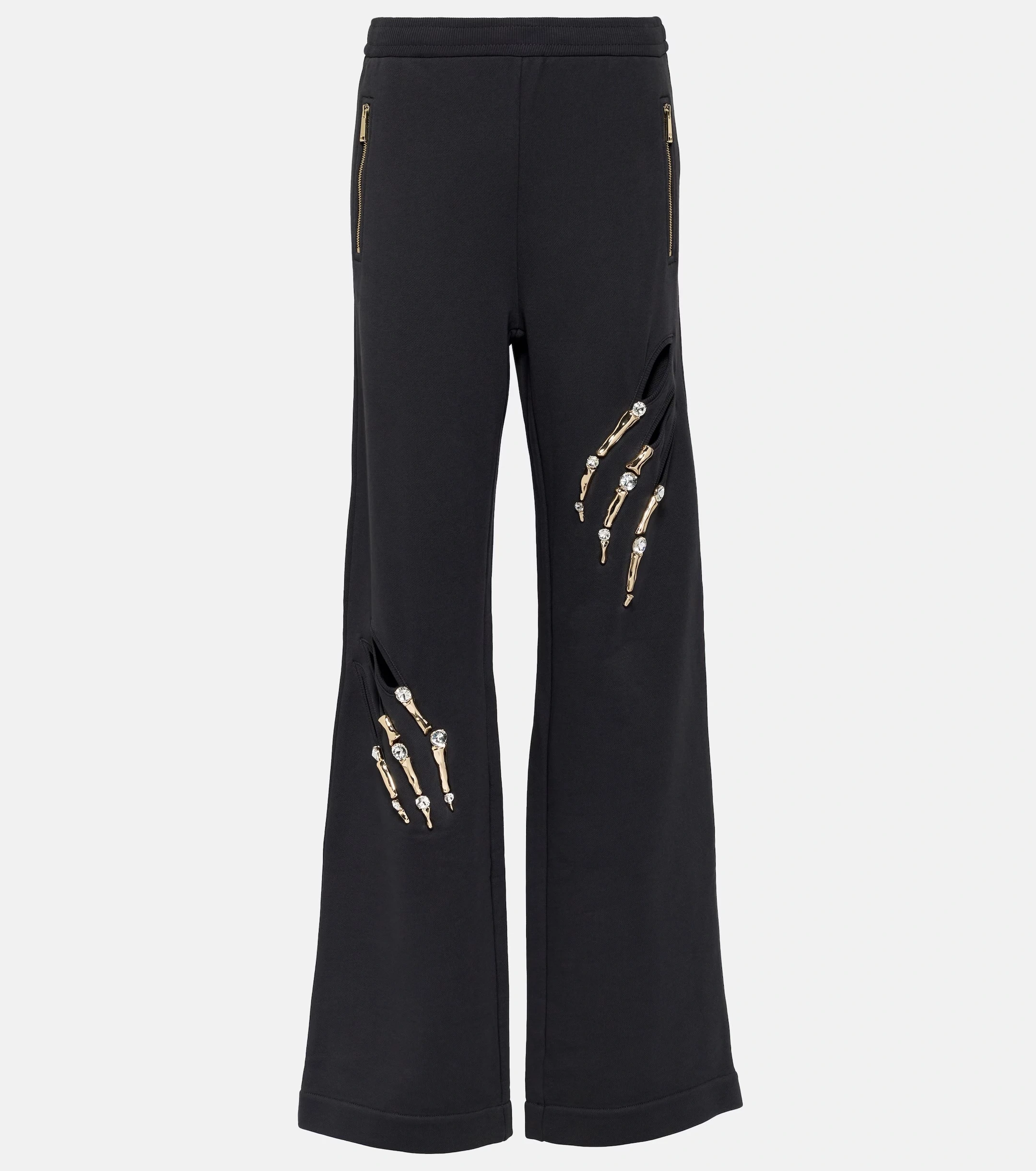 TWOTWINSTYLE Diamonds Hollow Out Spliced WIde Leg Pant