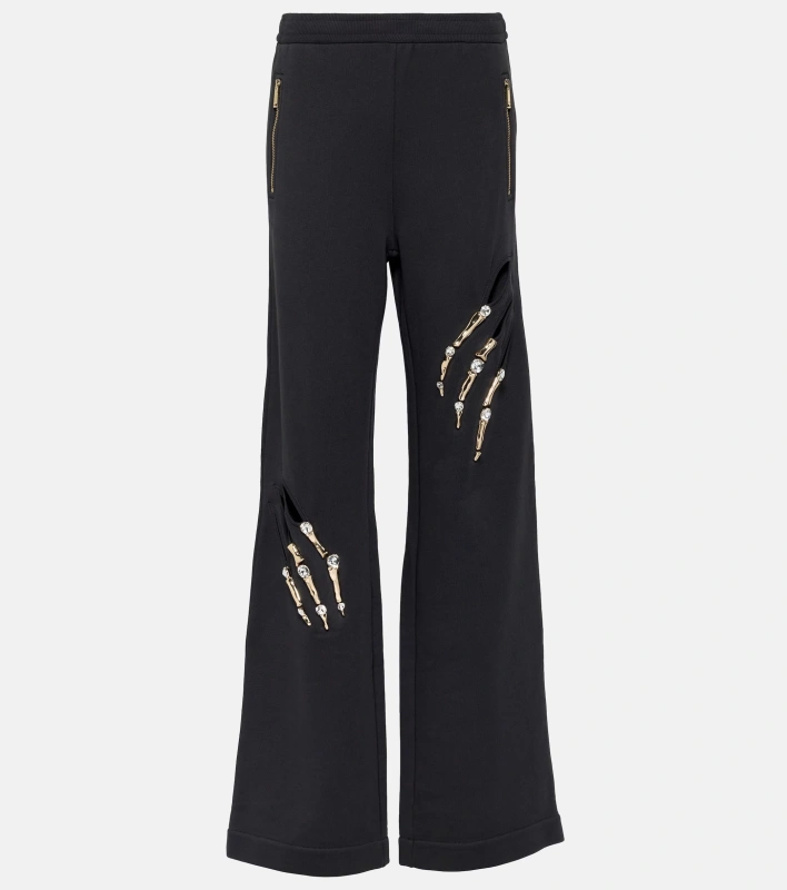 TWOTWINSTYLE Diamonds Hollow Out Spliced WIde Leg Pant