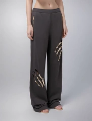 Diamonds Hollow Out Spliced Wide Leg Pant