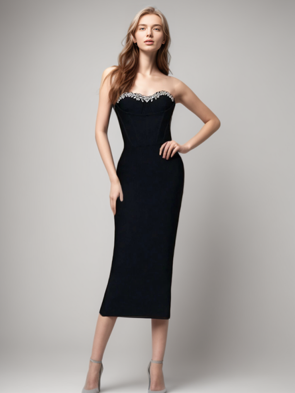 TWOTWINSTYLE New Strapless Diamonds Backless Sleeveless Party Dress