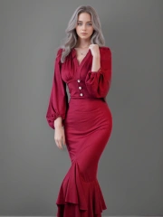 High Waist  Irregular Maxi Dress For Women New