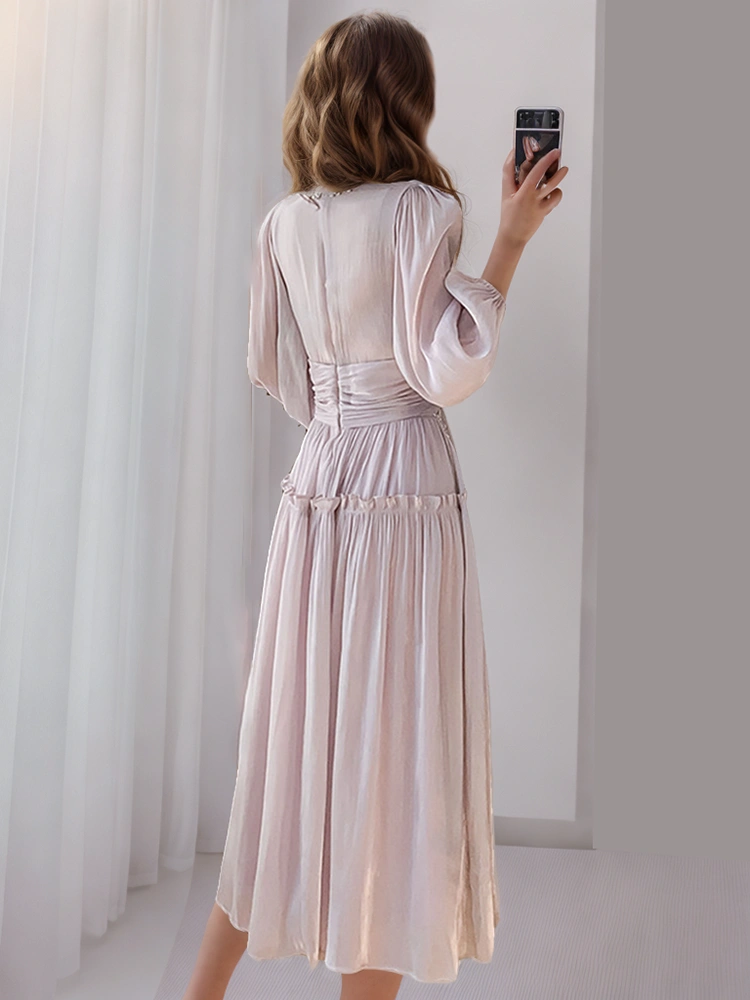 TWOTWINSTYLE New Diamonds Folds Tassels Slim Women Dresses
