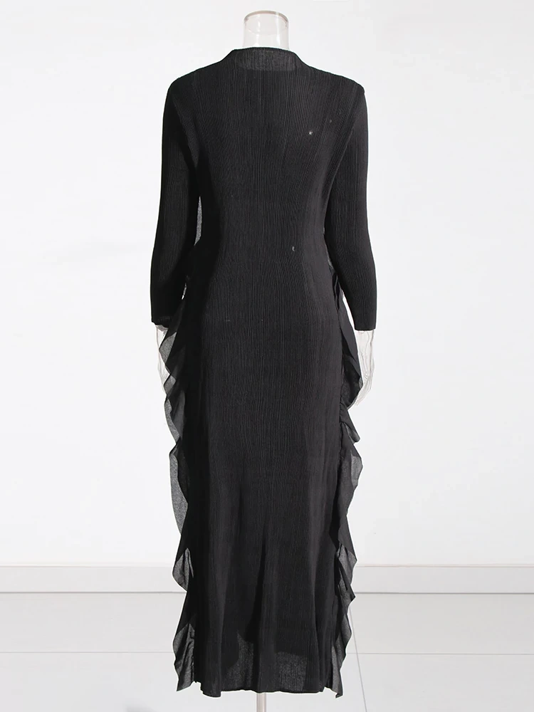 TWOTWINSTYLE Spliced Ruffles Round Neck Slimming Women  Dresses