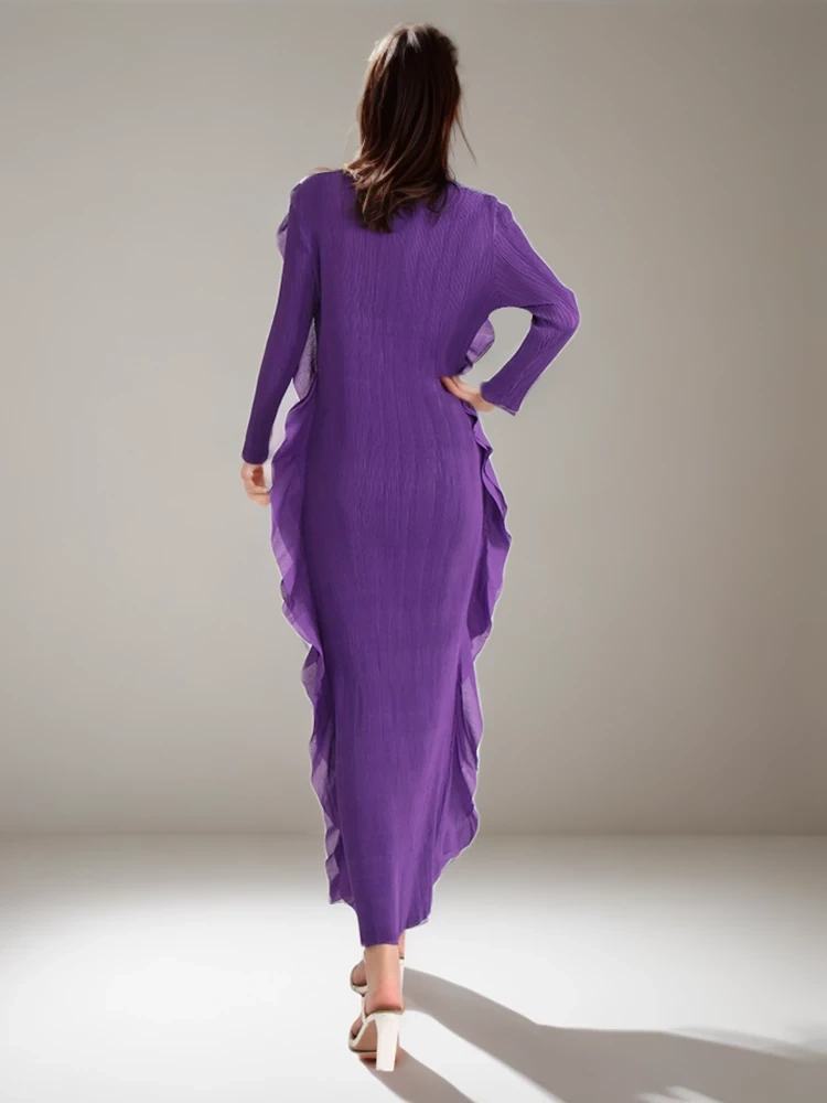 TWOTWINSTYLE Spliced Ruffles Round Neck Slimming Women  Dresses