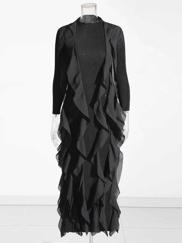 TWOTWINSTYLE Spliced Ruffles Round Neck Slimming Women  Dresses