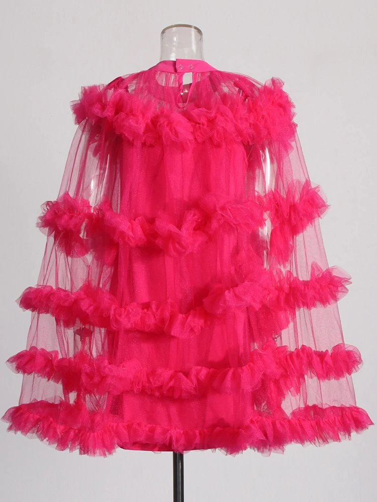TWOTWINSTYLE New Mesh Patchwork Cake  Women  Mini Dresses