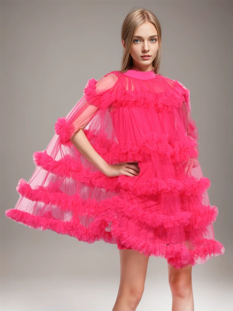 TWOTWINSTYLE New Mesh Patchwork Cake  Women  Mini Dresses