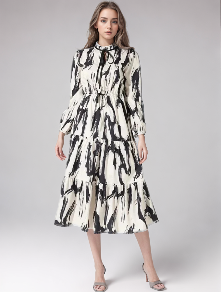 TWOTWINSTYLE Print Colorblock Women Maxi Dress