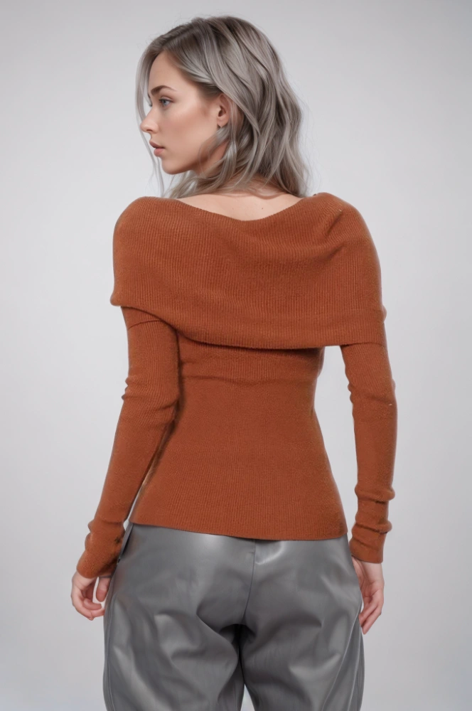 TWOTWINSTYLE Knitting Slash Neck Long Sleeve   Knitting Sweater For Women