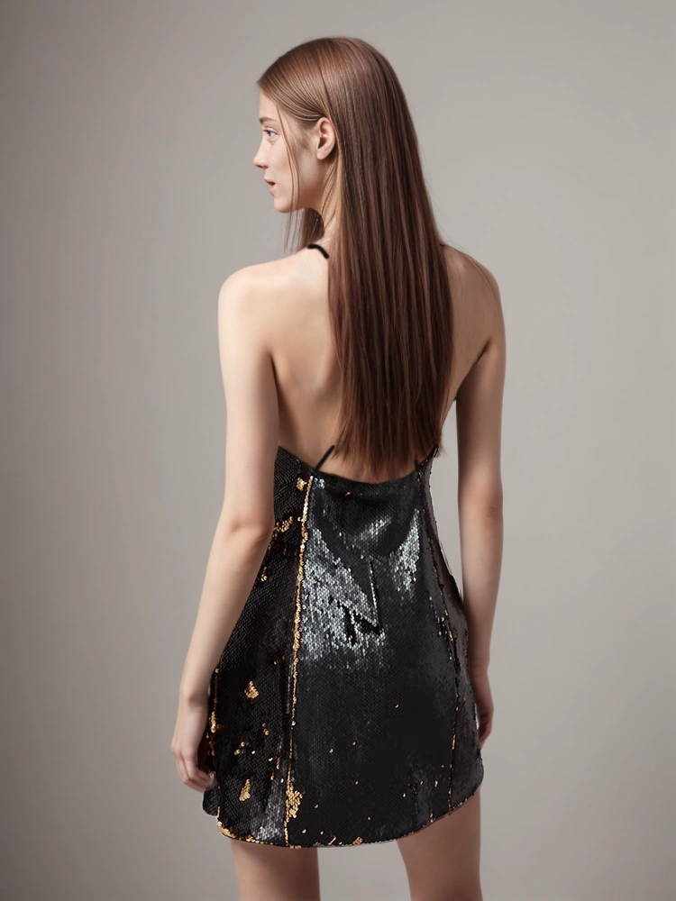 TWOTWINSTYLE New Mixed Color Sequin  Backless  Women Dresses