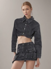Denim Two Piece Sets  For Women Long Sleeve