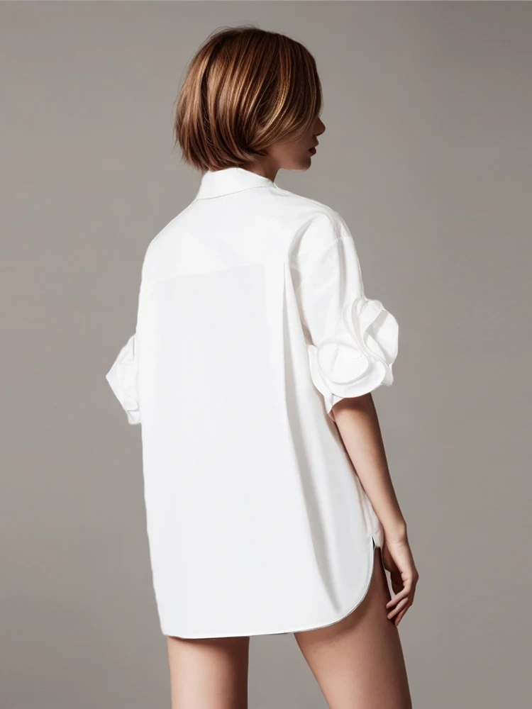 TWOTWINSTYLE New Appliques Lapel Long SLeeve Spliced Single Breasted Women Shirts