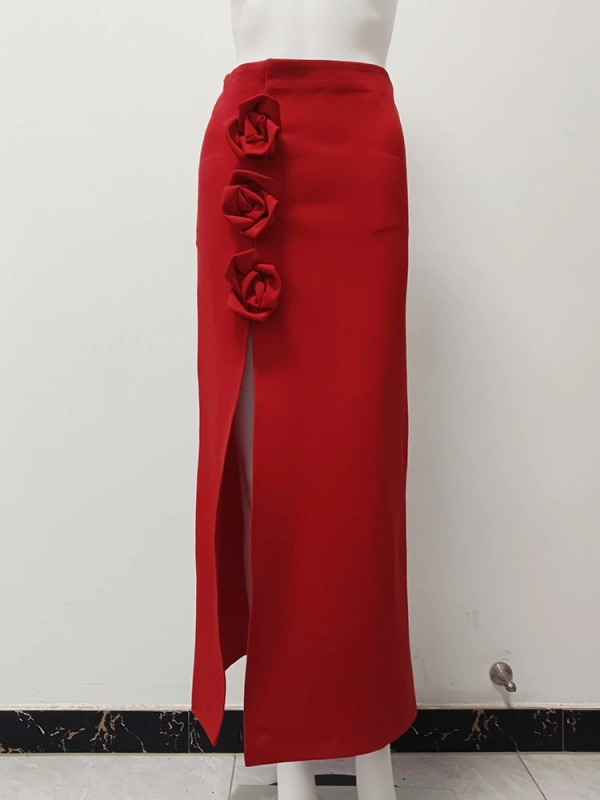 TWOTWINSTYLE New  3D Floral Split  High Waist  Women Skirt