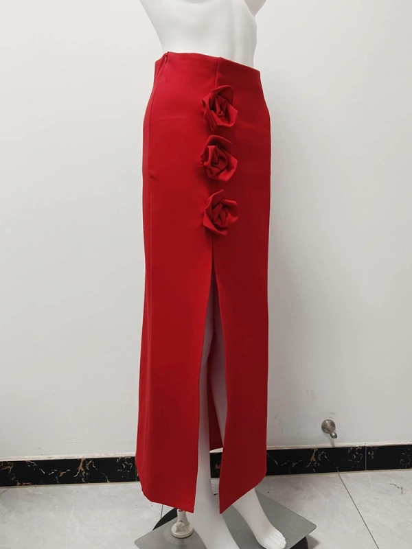 TWOTWINSTYLE New  3D Floral Split  High Waist  Women Skirt