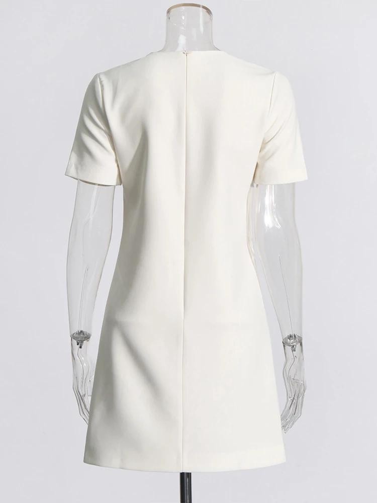 TWOTWINSTYLE New Patchwork Appliques Short Sleeve Women Dress With Pocket