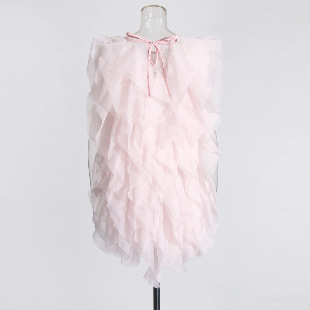 TWOTWINSTYLE Sleeveless Lash Chiffon Women Mini Dresses