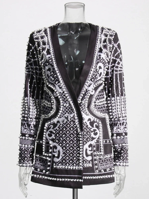 TWOTWINSTYLE Pearl Deep V Blazer