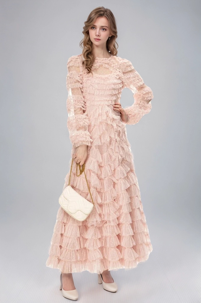 Sleeveless Layered Folds Maxi Dress main image 1