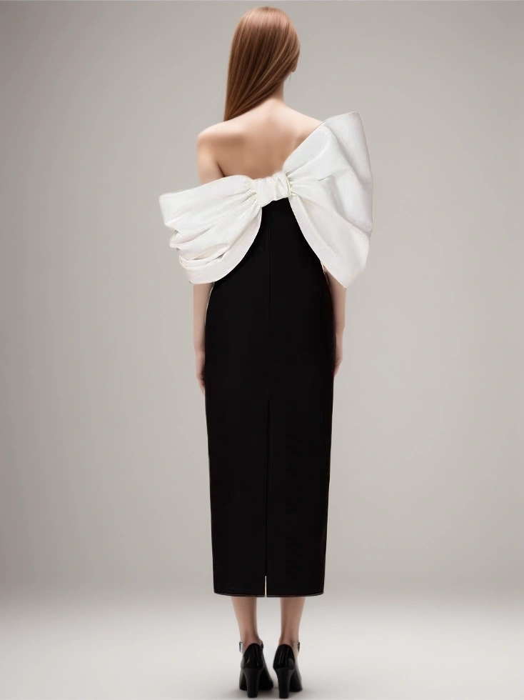 TWOTWINSTYLE Big Bow Backless Formal Women Dresses