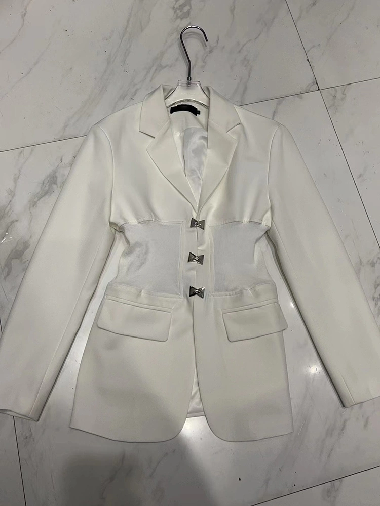TWOTWINSTYLE New  Bow Design Hollow  Out  Bomber Jacket Women Blazer