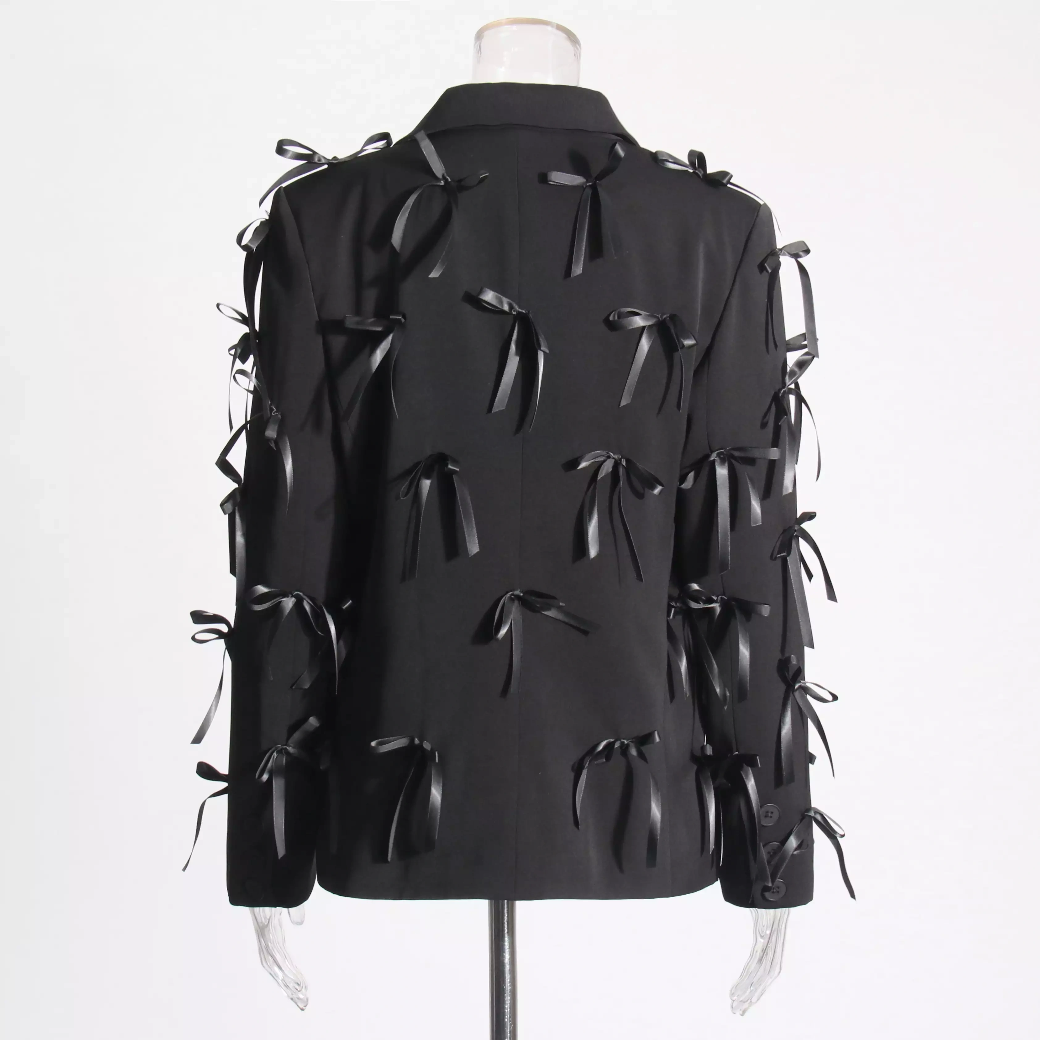 TWOTWINSTYLE Spliced  Three Dimensional Bow V Neck Women Blazer