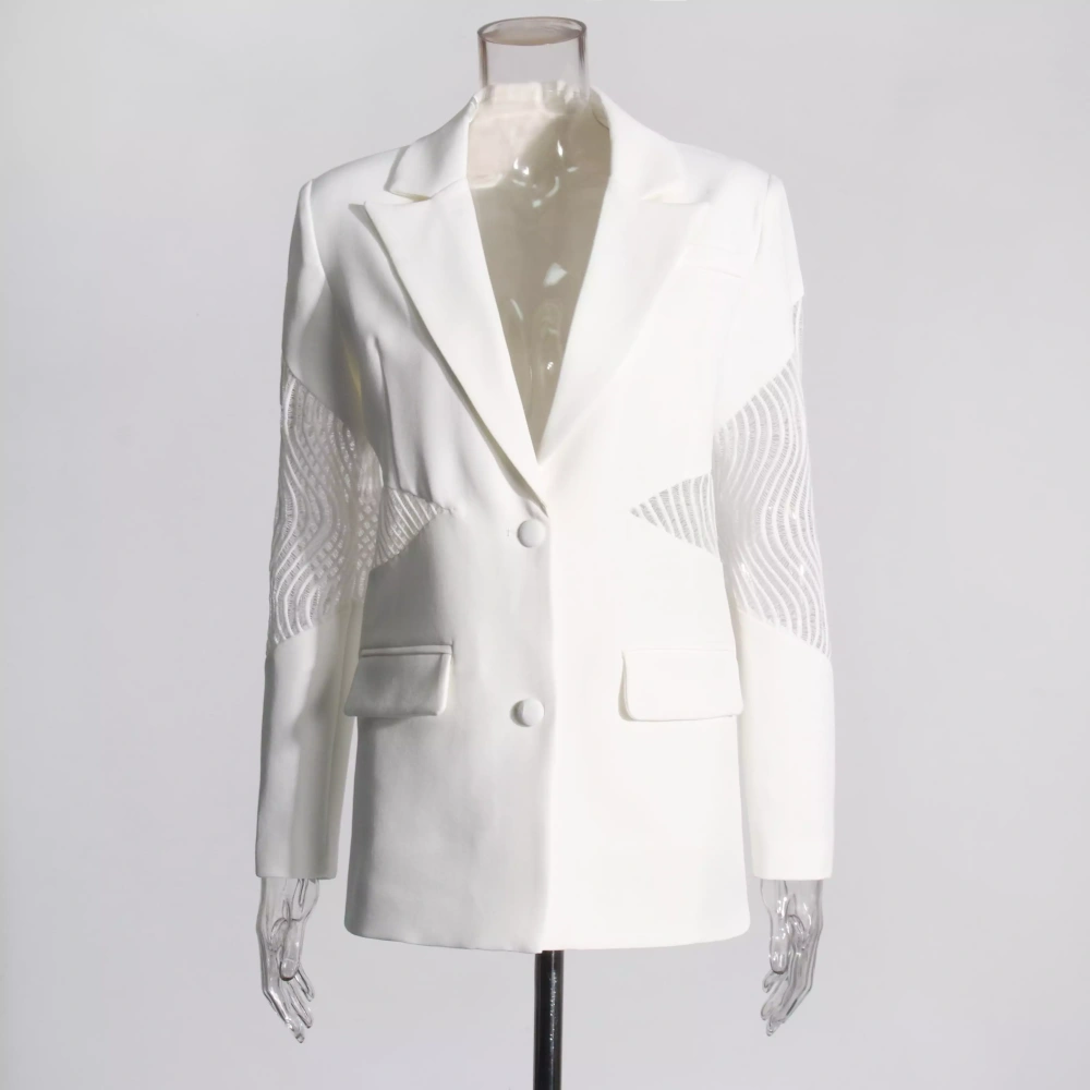 TWOTWINSTYLE  Hollow Out Lace Perspective Patchwork Women Blazers