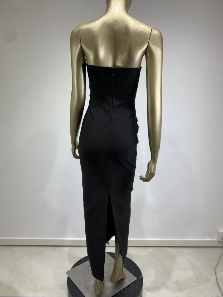 TWOTWINSTYLE  New Bandage Diamonds Chain Backless Women Party Dress
