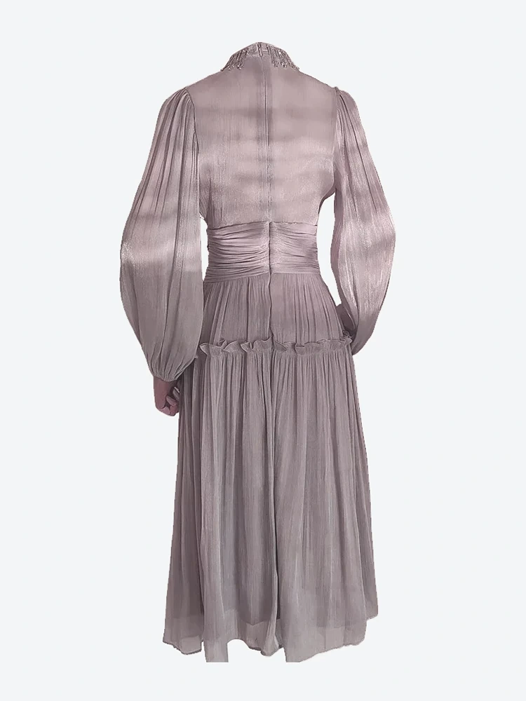 TWOTWINSTYLE New Diamonds Folds Tassels Slim Dresses