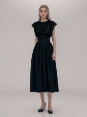Sheer Ruched Slim Midi Dress For Women New