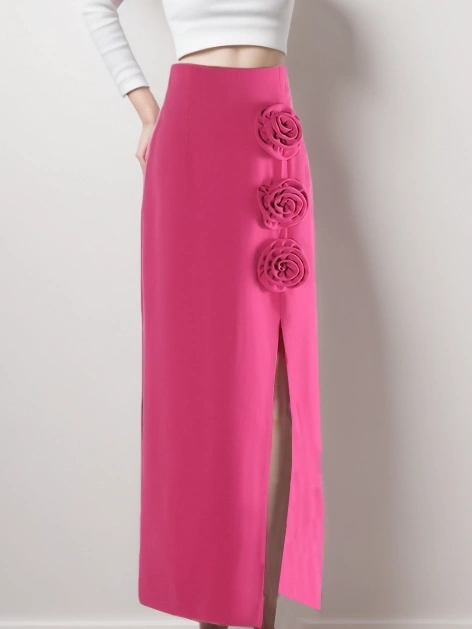 TWOTWINSTYLE New Three Dimensional Flower  High Split Buttocks Women Skirt