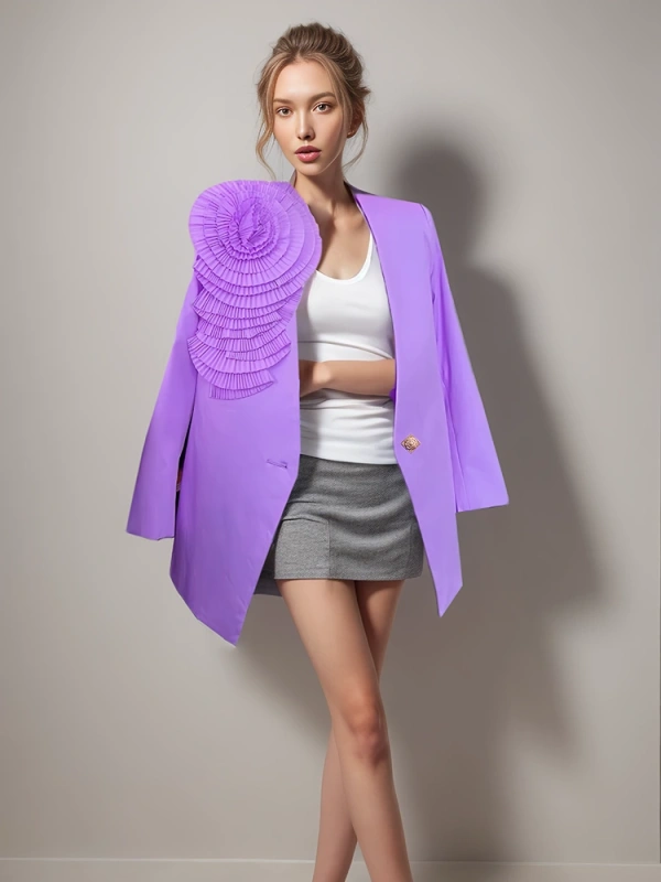 TWOTWINSTYLE New Flower V Neck Casual Women Blazer