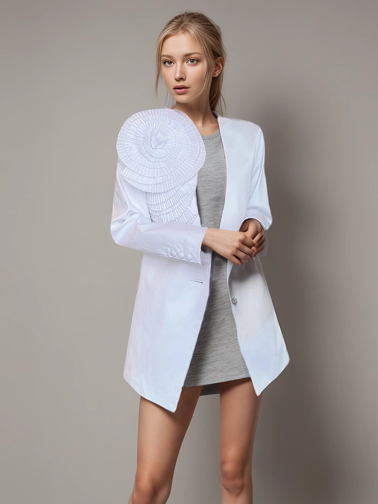 TWOTWINSTYLE New Flower V Neck Casual Women Blazer