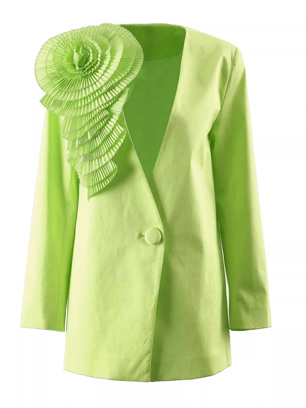 TWOTWINSTYLE New Flower V Neck Casual Women Blazer