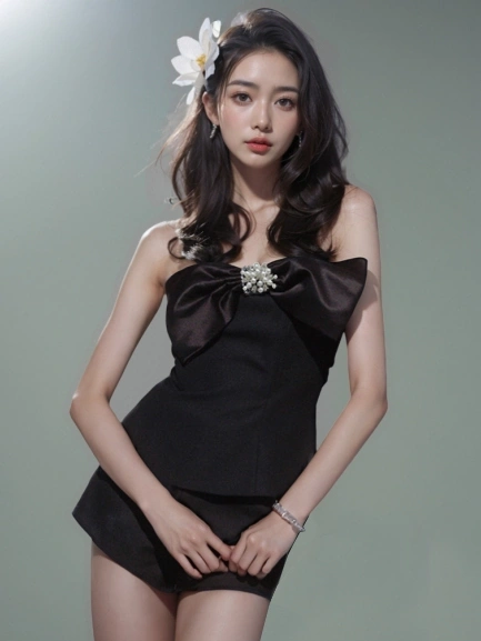 Pearl Diamonds Big Bow Backless Two Piece Set