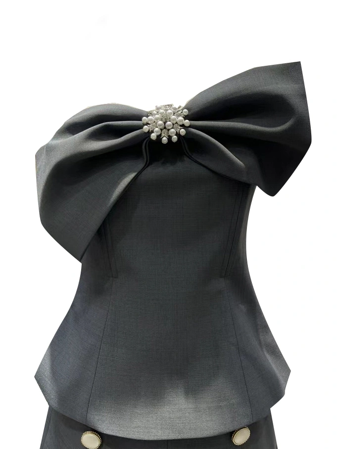 Bow Backless Two Piece Set  With Bras And Shorts