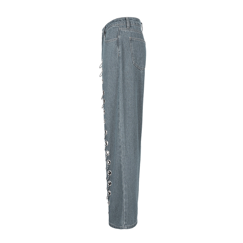 New personalized hollow loose straight leg PANTS