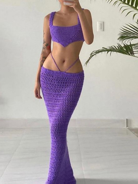 New Women's Solid Color Slim Fit Small Tank Top Sexy Low Waist SET new