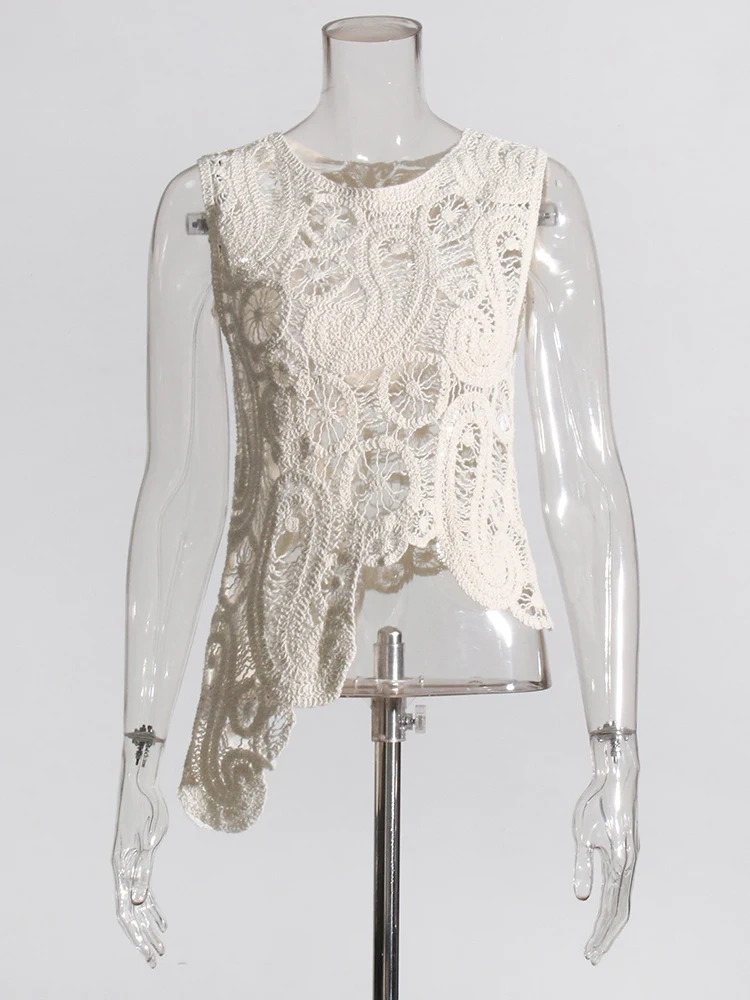 Crochet Asymmrtrical Knitting Vest Top