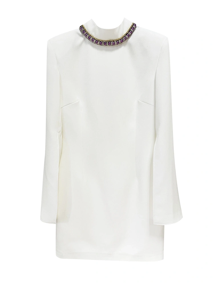 Necklace Bead Split Sleeve Mini Dress New