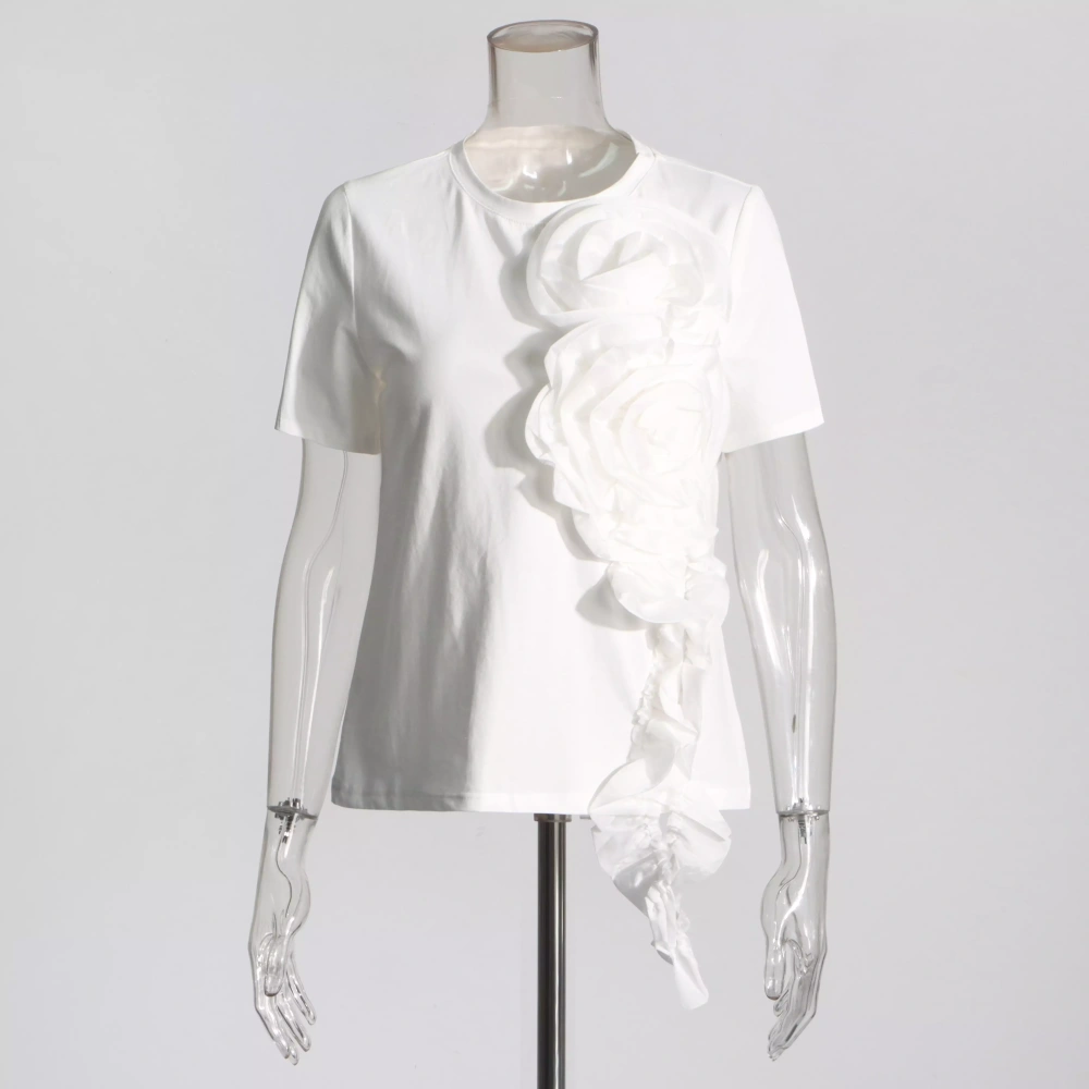 Niche Loose Wooden Floral Three-Dimensional  T-shirt New