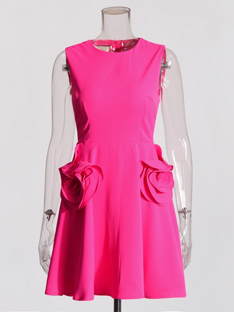 Flower Decorated Sleeveless Vest Sundress