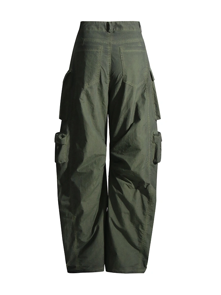 Spliced Retro  Pocket High Waist Cargo Pants