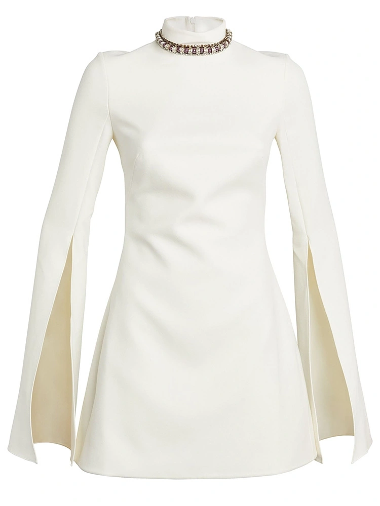 Necklace Bead Split Sleeve Mini Dress New