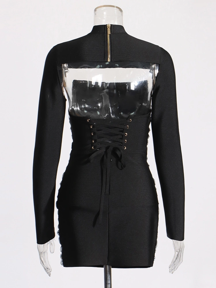 Diamonds Studded Strapless Slim Bandage Two Piece Set