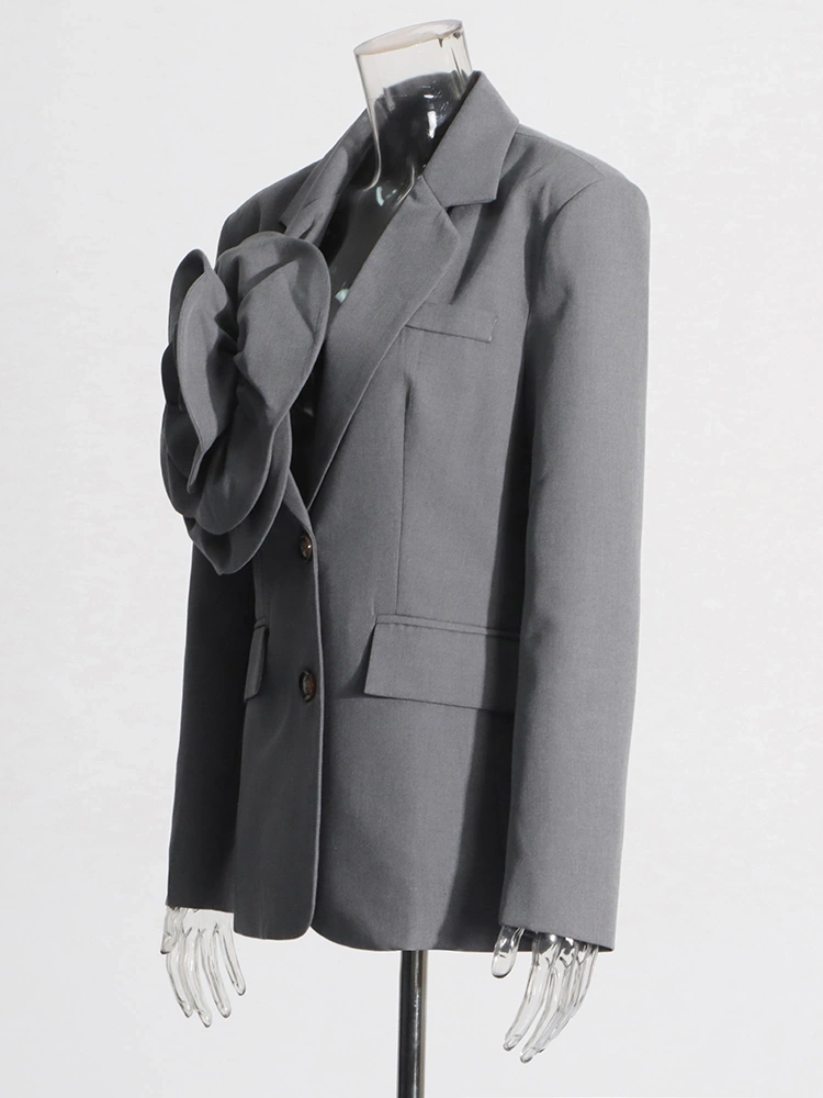 Three-dimensional Flower V Neck Loose Suit Blazer