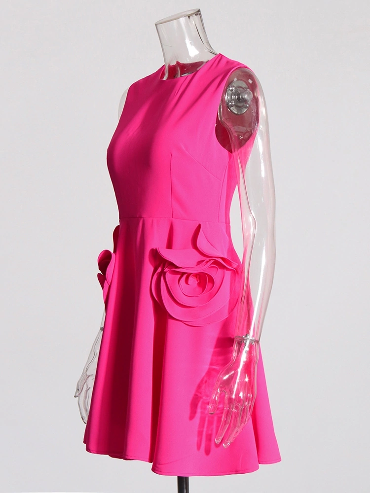 Flower Decorated Sleeveless Vest Sundress